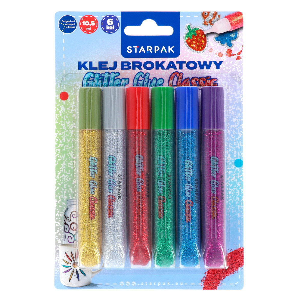 Klej brokatowy 10,5ml 6kol 578418 Starpak